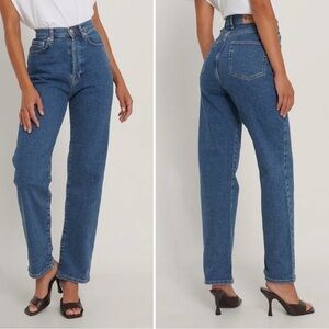 NA-KD Straight High Waist Jeans Medium Wash 42 (US 12)